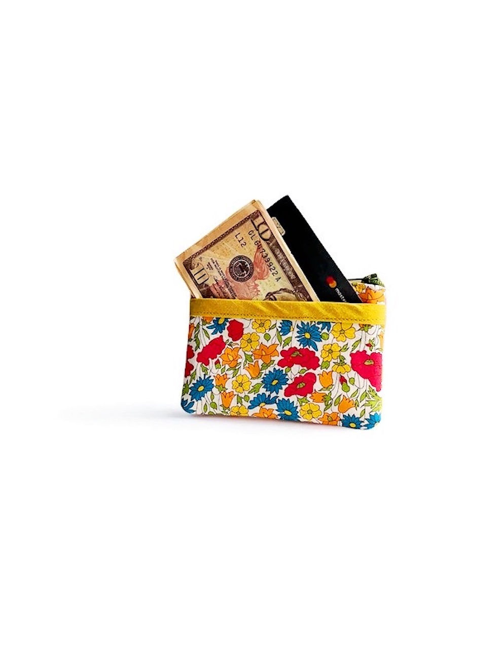 Thumbnail: poppy and daisy liberty fabric coin purse back pocket with cash and credit card