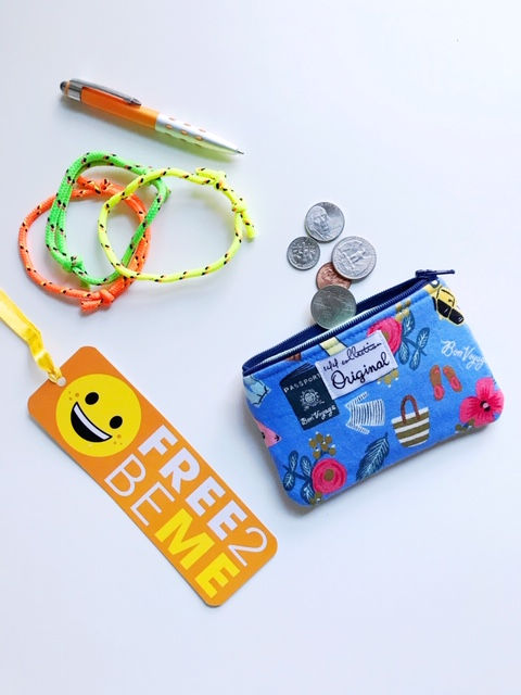 Back to School Girls Coin Purses - Blue Bon Voyage Print