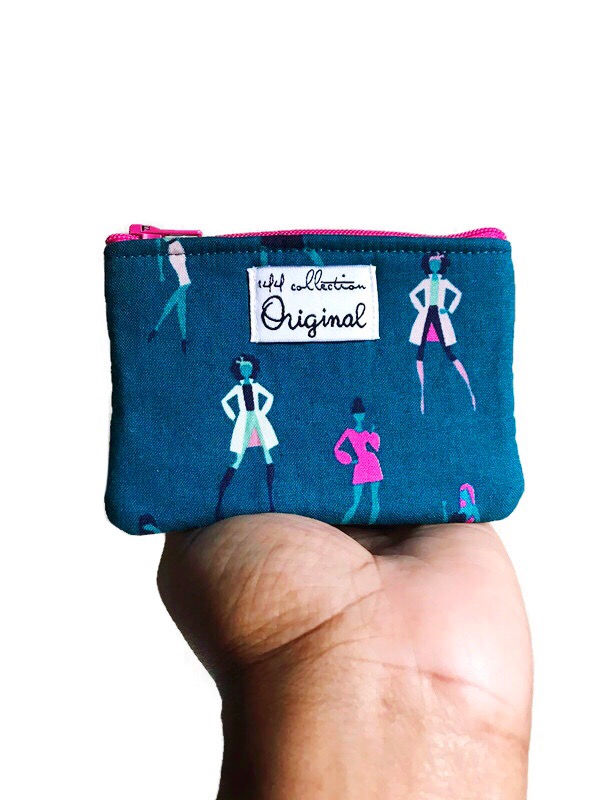 Thumbnail: silhouettes teal small coin purse