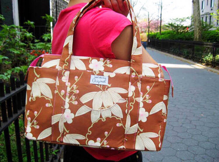 Handmade Bag - Pink and Brown Floral Print
