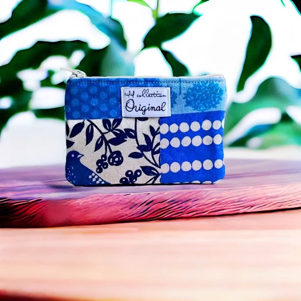 Thumbnail: fabric coin pouch - bird print fabric