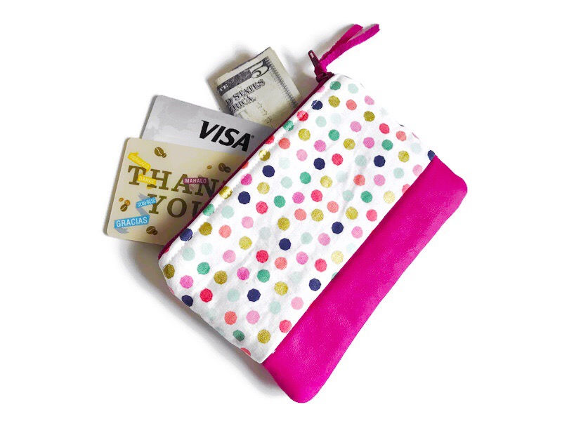 Thumbnail: Polka Dot Leather Change Purse