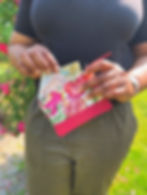 ladies coin purse floral print pink with cards and cash