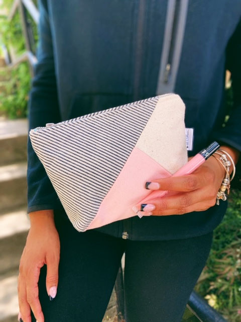 Makeup Bags Made in the USA- Pink Canvas Bag