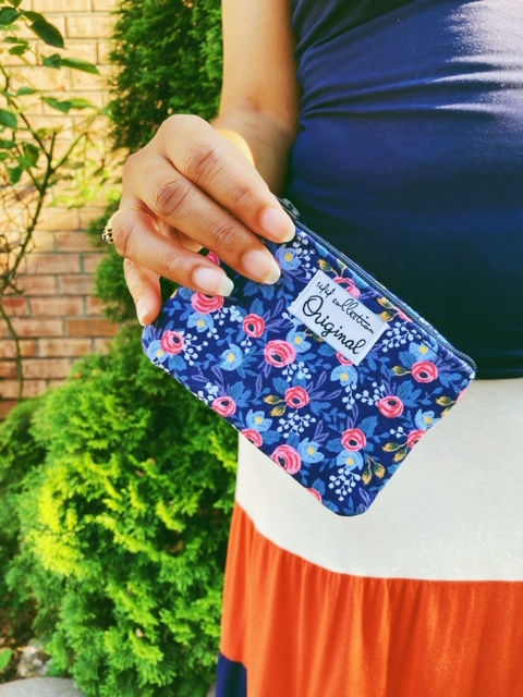 Change Purse - rifle paper co fabric blue floral print