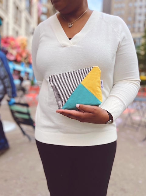 Aqua and Yellow Canvas Makeup Pouch | 144collection