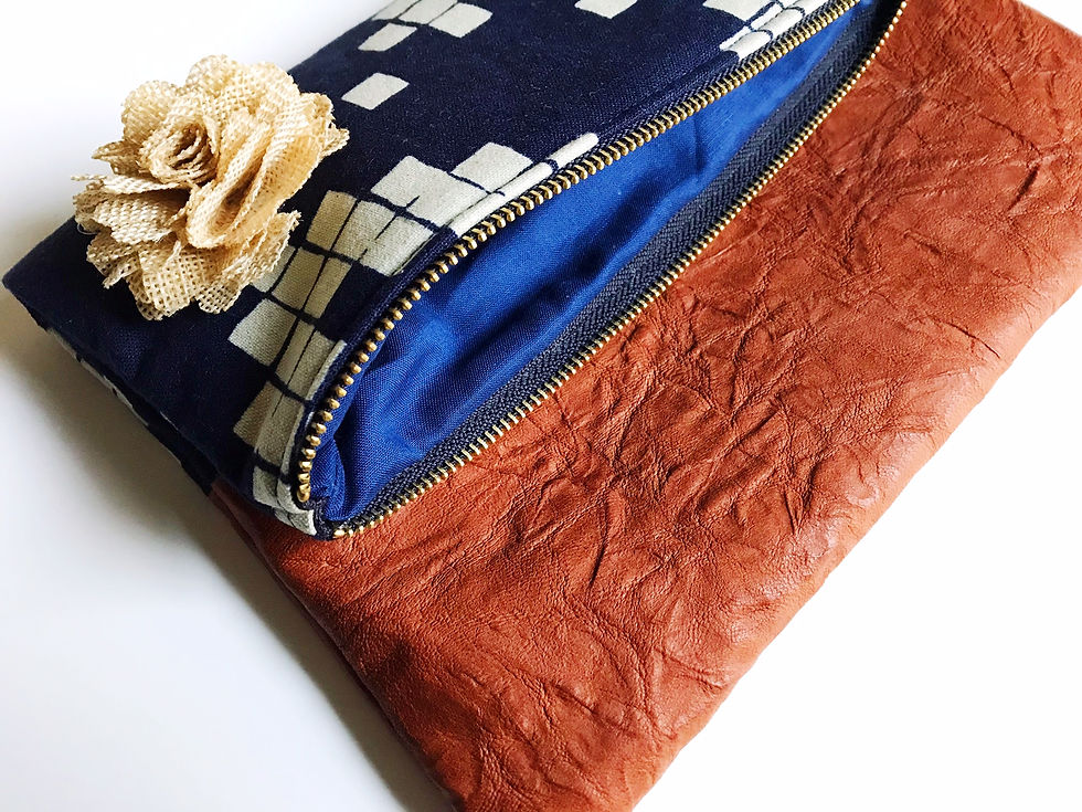 Thumbnail: Blue Fold Over Leather Clutch