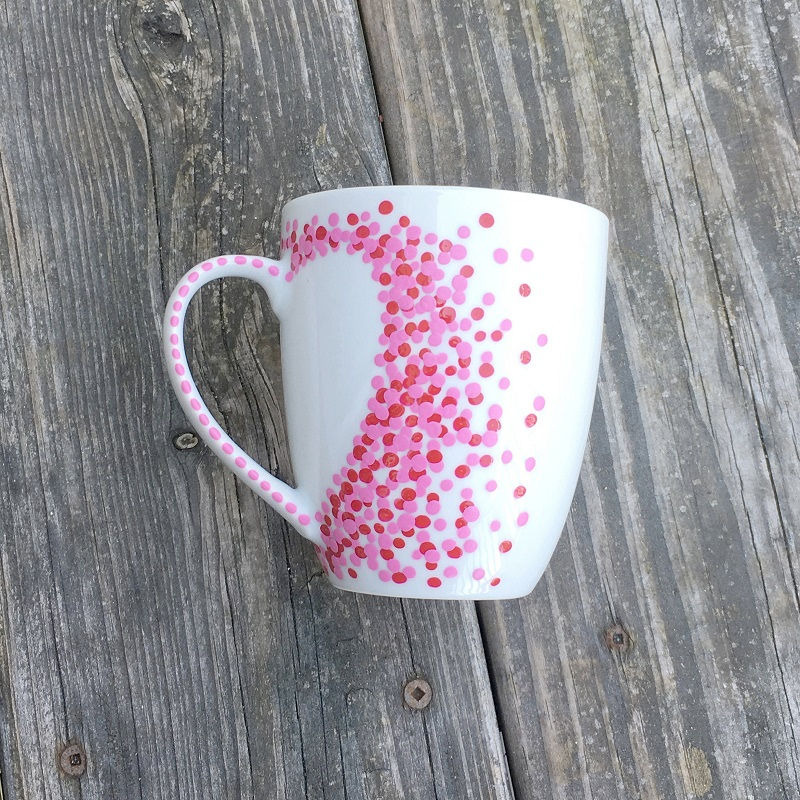Polka Dot Heart Print Mug