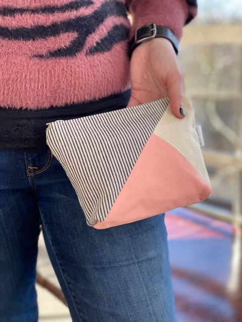 give away gift - pink canvas makeup bag