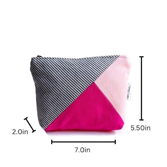 Thumbnail: color block print - pink fuchsia makeup bag