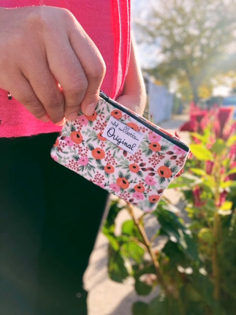 change purse - pink floral rifle paper co fabric