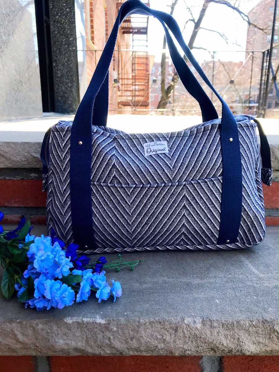 wool tote bag - striped blue