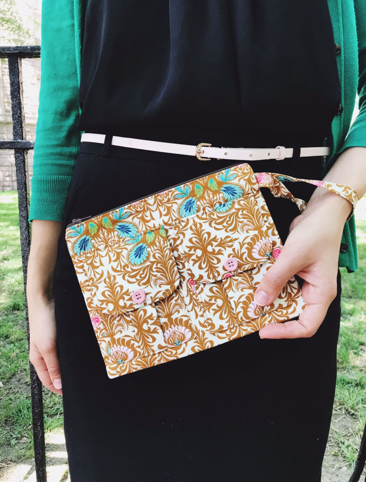 Handmade Wristlet - Brown Floral Print