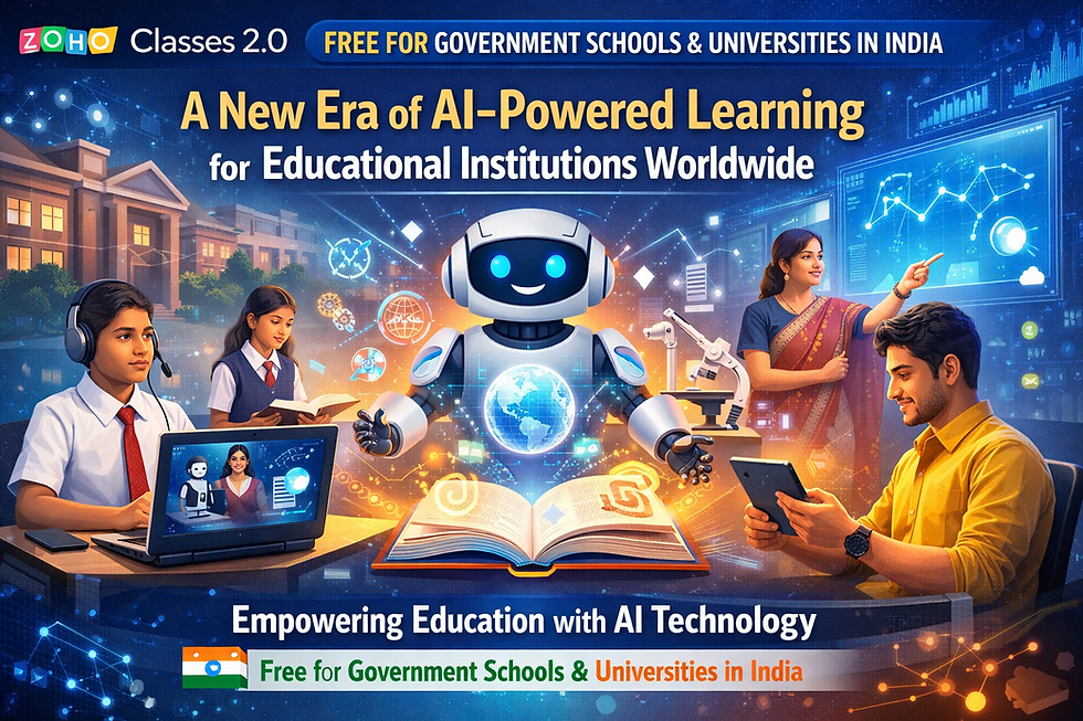Zoho Classes 2.0: Free for Government Schools & Universities in India—A New Era of AI-Powered Learning for Educational Institutions Worldwide.