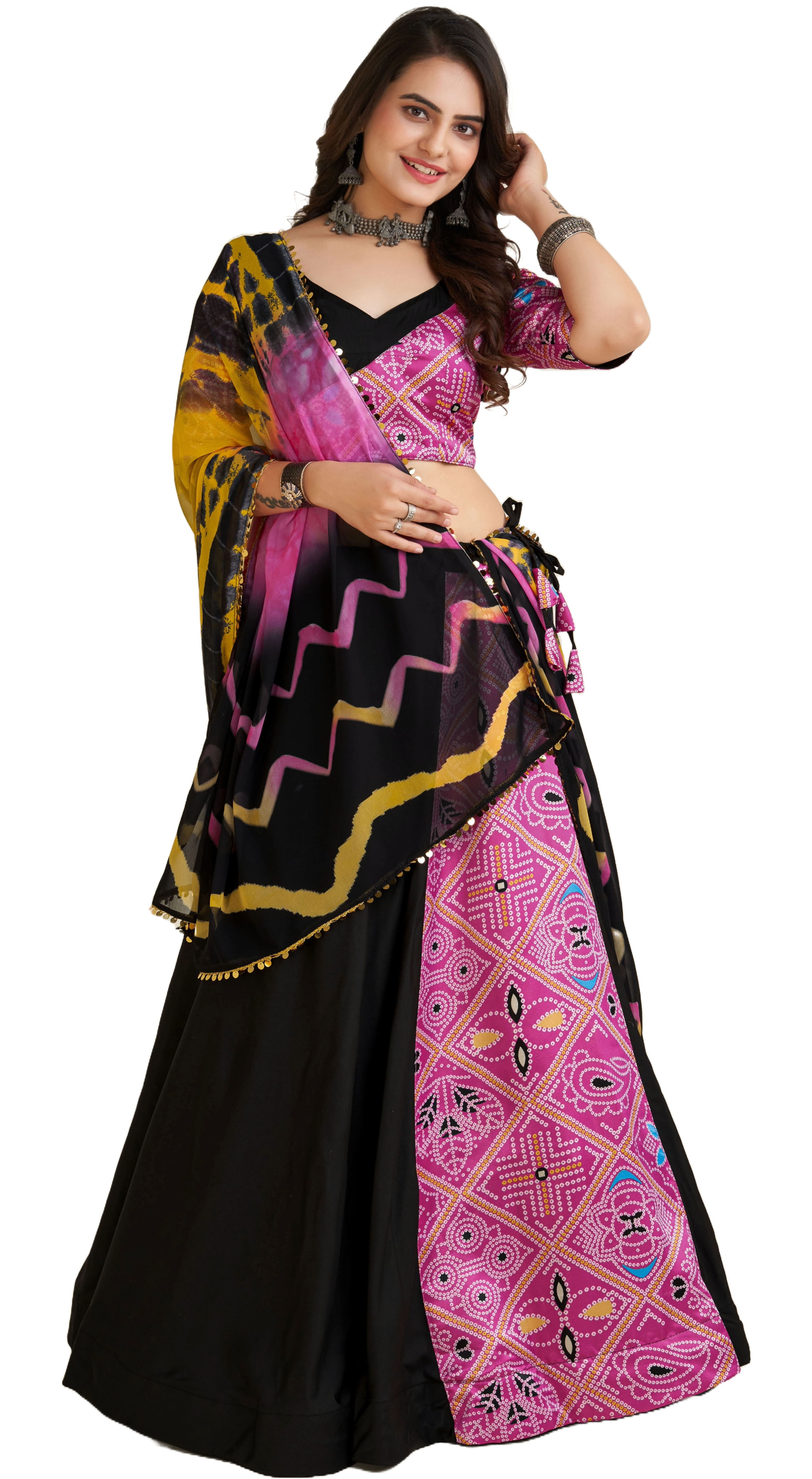 Semi Stitched Lehenga Choli with Dupatta and Blouse