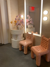Sculptural chairs at Glossier