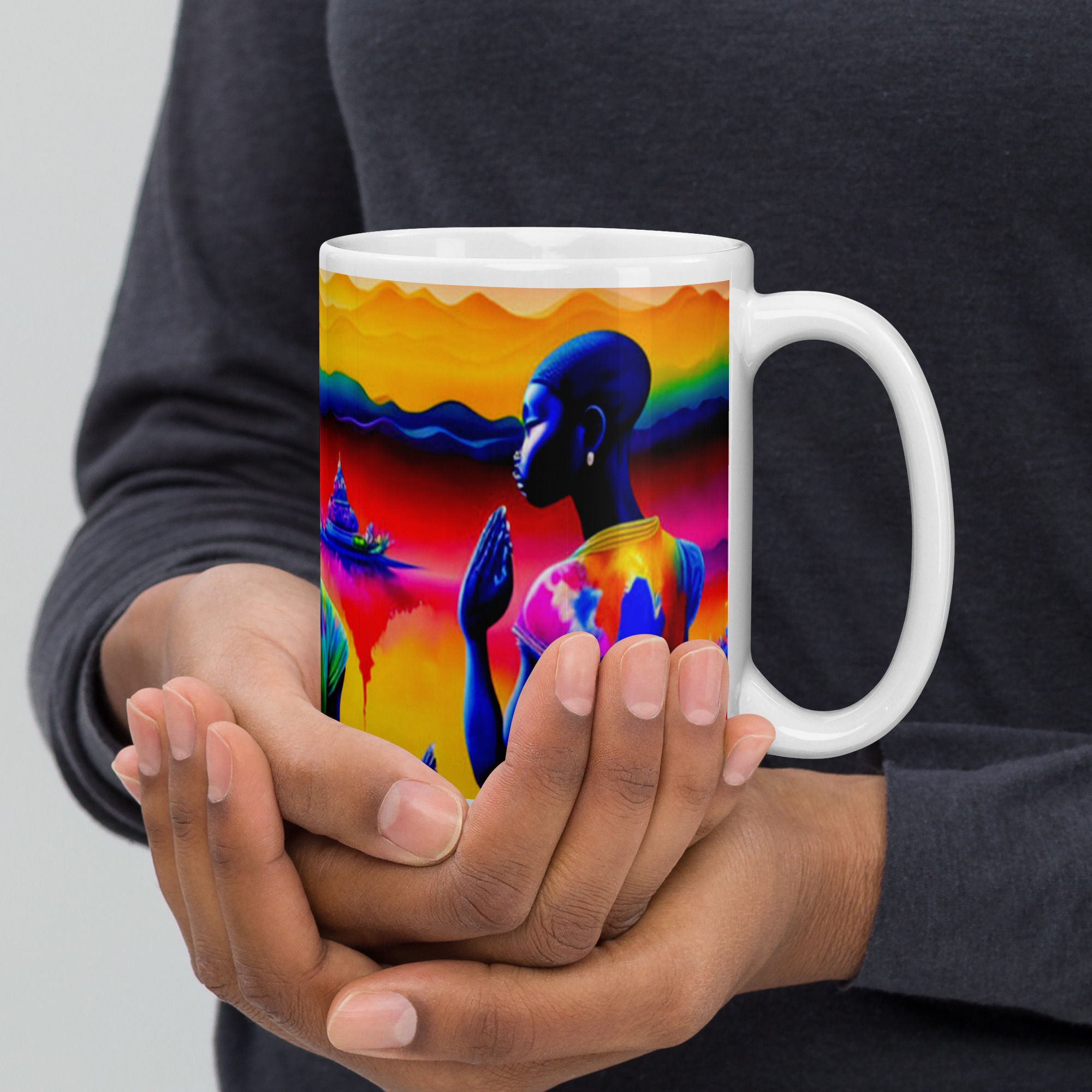 African Children Buddha Glossy Mug