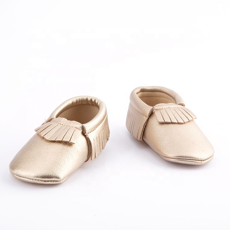 0-24month Gold PU Newborn Baby Mocassins Tassel Babe Shoes