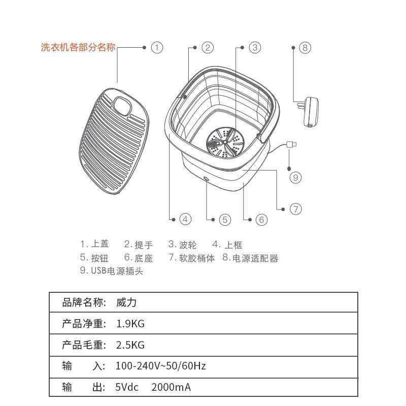 Thumbnail: Portable Mini Washing Machine with Foldable Compact Ultrasonic Washer