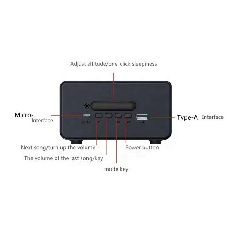 Thumbnail: Mini led FM Plastic ABS black Bluetooth speaker waterproof wireless