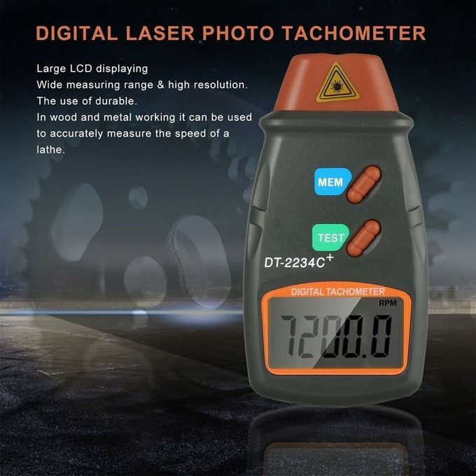 Thumbnail: Digital Laser Photo Tachometer Non Contact RPM Tach Digital Laser Tachometer