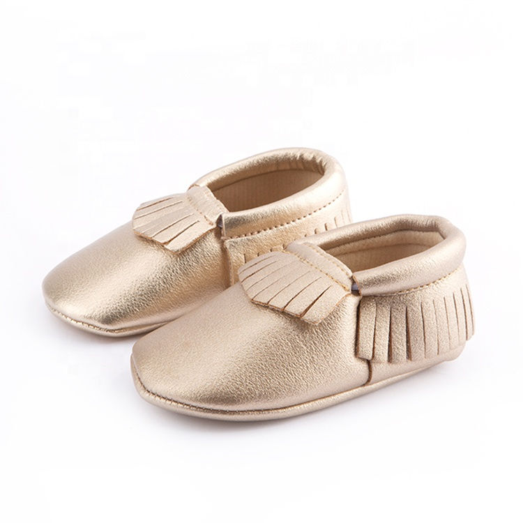 Thumbnail: 0-24month Gold PU Newborn Baby Mocassins Tassel Babe Shoes