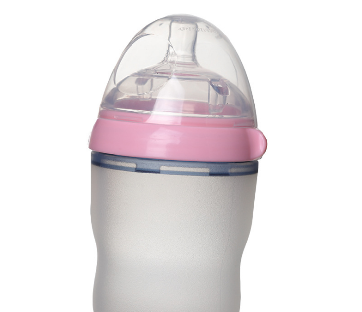 Thumbnail: silicone BPA free wide neck 250ml capacity milk feeding baby bottle