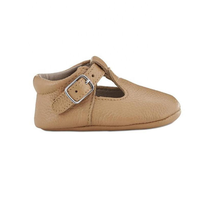 Thumbnail: Fall Baby Shoes Soft Leather Metal Buckle Babe Basics T-Bar Shoe