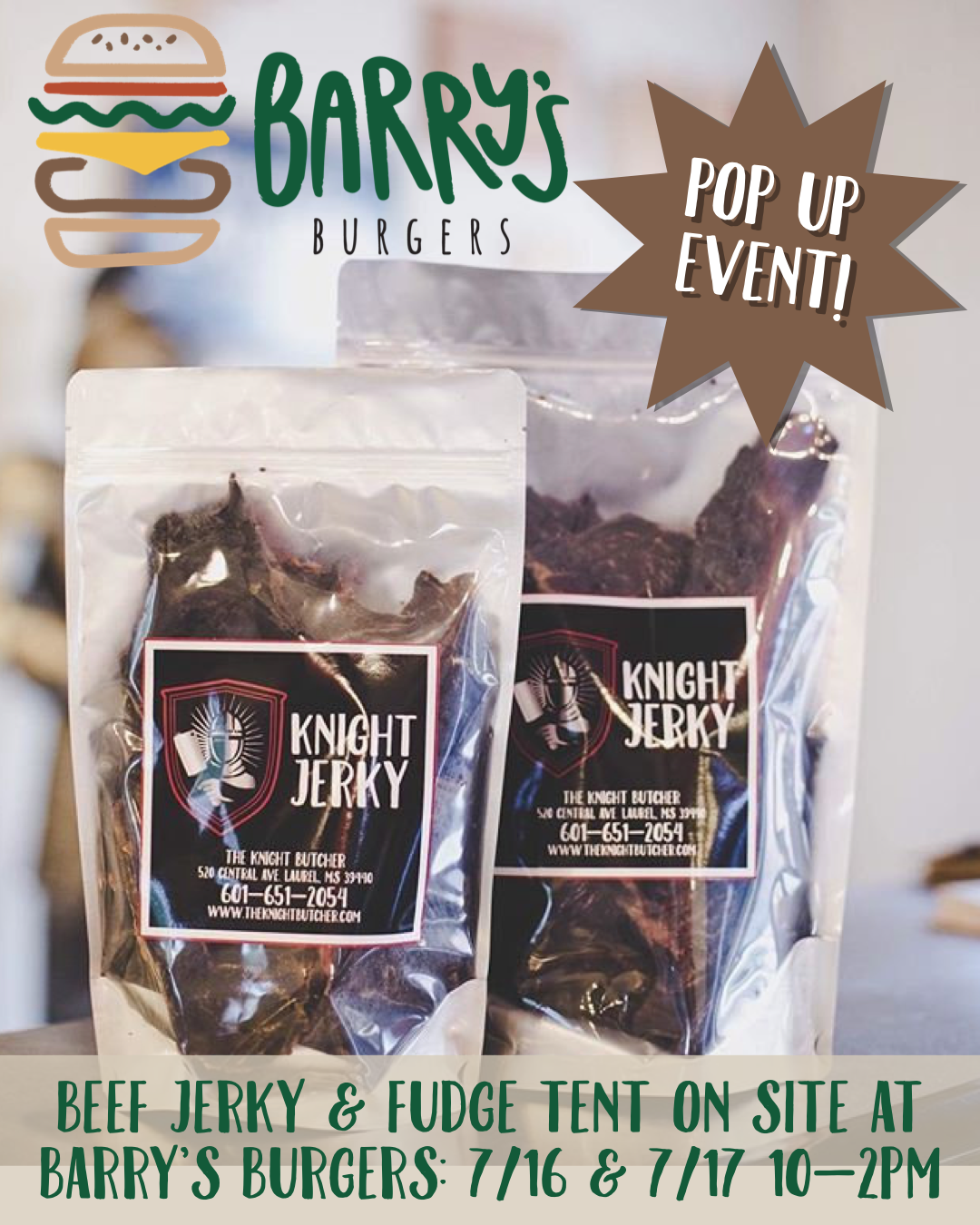 A platter of artisanal beef jerky and rich fudge on a textured wooden background.