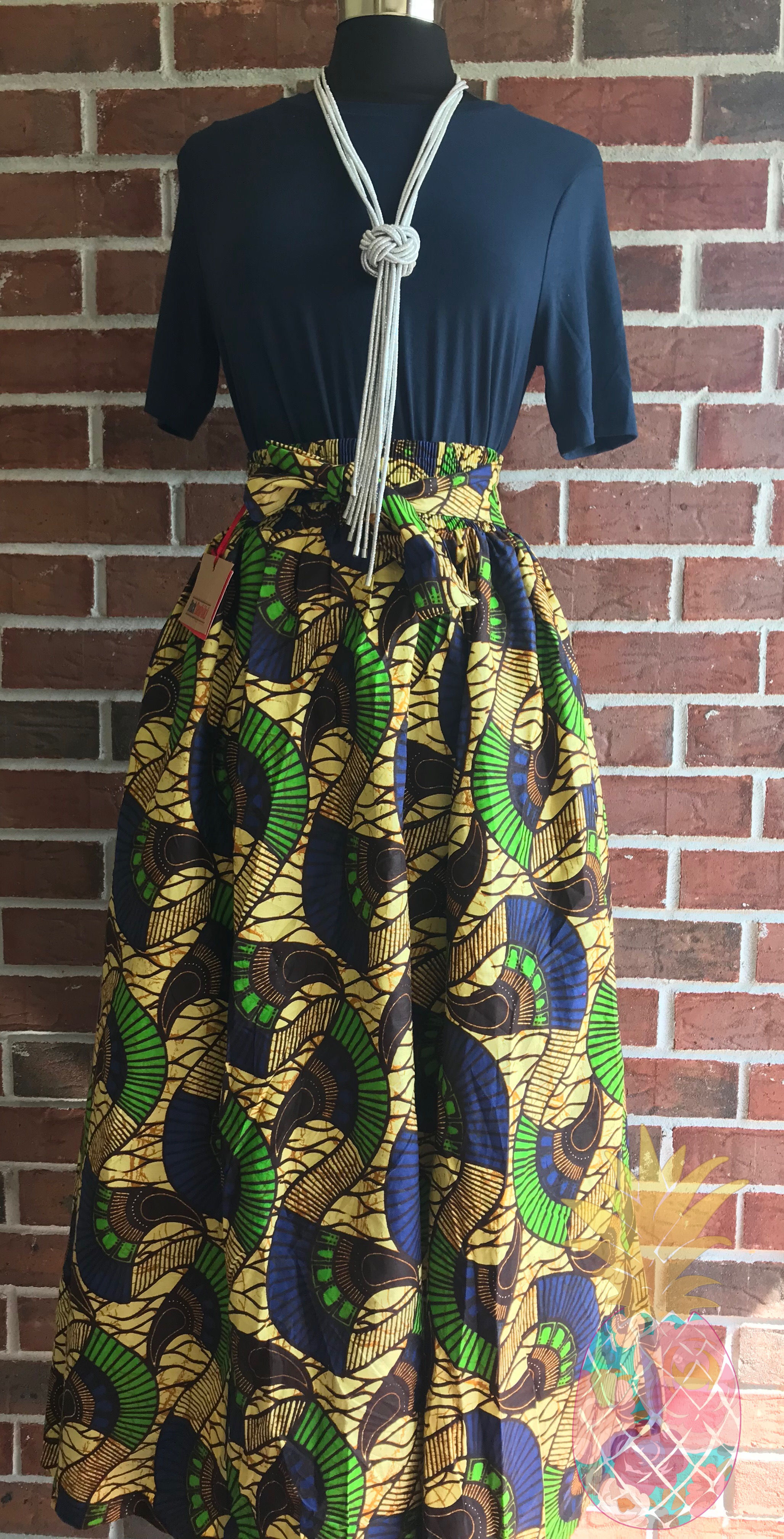 Blue and Brown Roads Maxi Skirt