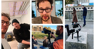 Eine Collage von Fotos bei der Durchführung des Seminars "Videos für PR und Marketing selbst produzieren" mit den Dozenten Marcel Wehn und Daniel Möller