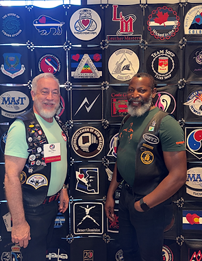 Bear Mike, Bear Marvin, South Plains Leather Fest, with Domum Corium Cordis house patch, donated Motorcyclemen of NM patch from Dave Crawford.
