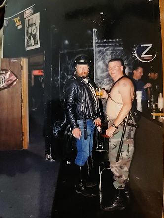 Casey Newkirk and Carl Clack in Cuffs Bar inside Sidewinders Bar.
