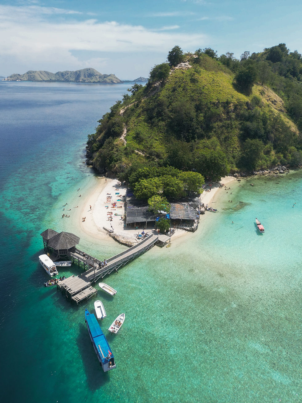 Beautiful drone photography of island at komodo tour in Indonesia
