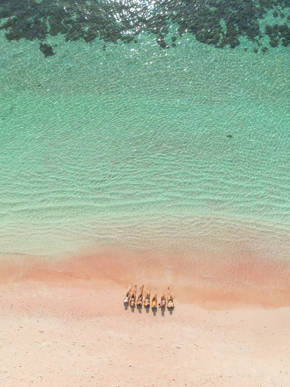 Beautiful drone photography of pink beach in Indonesia