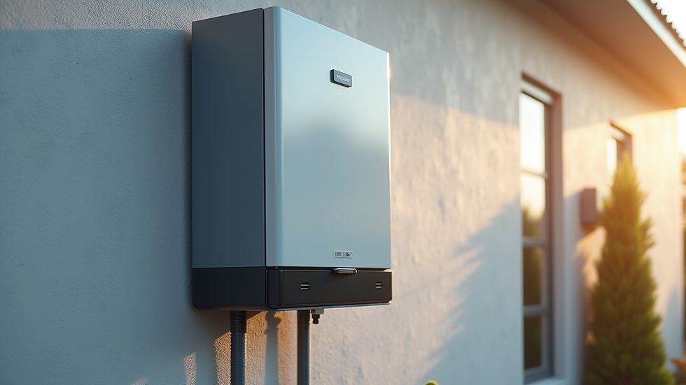 Close-up view of a solar inverter mounted on a wall