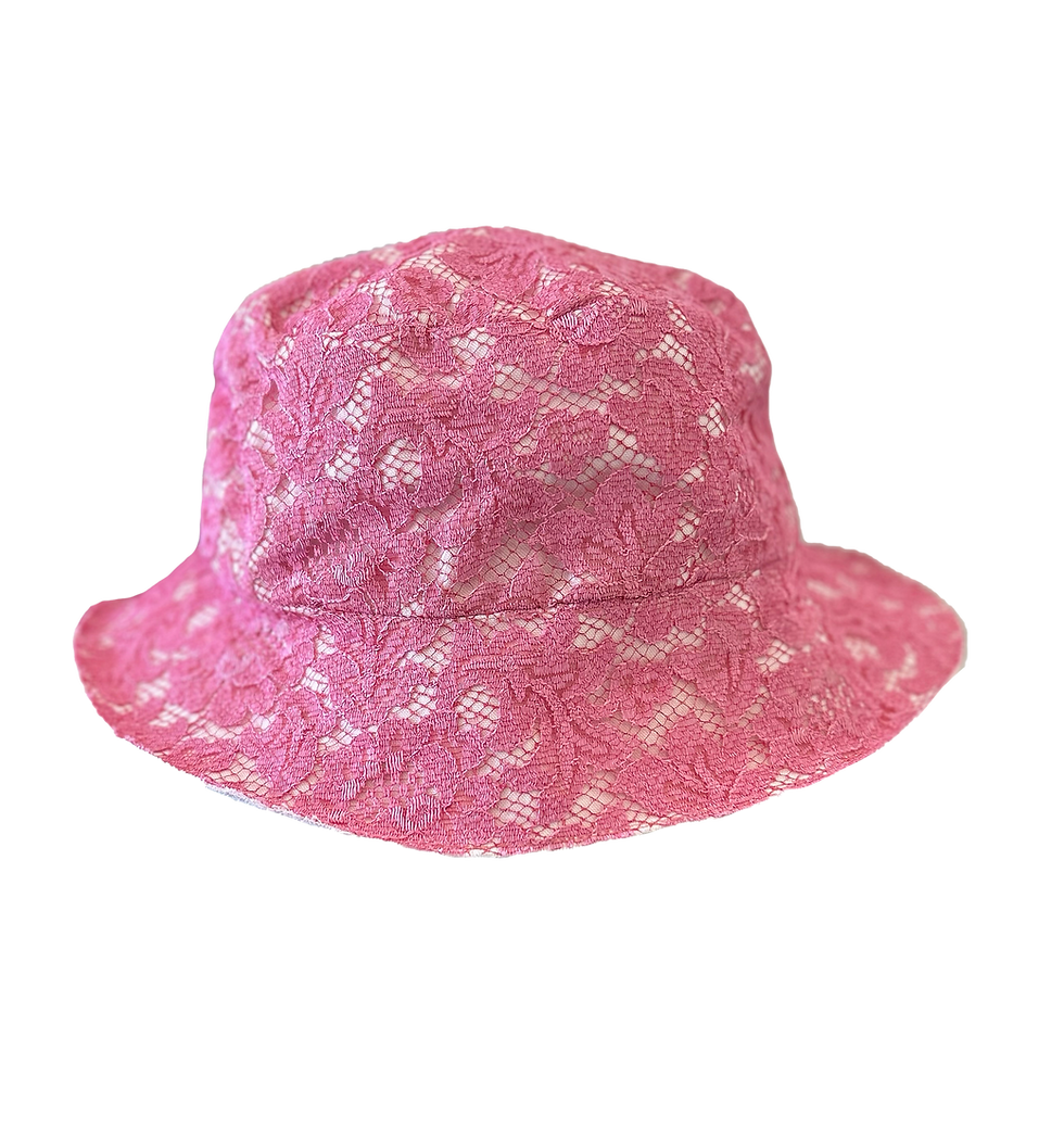 PINK LACE REVERSIBLE BUCKET HAT