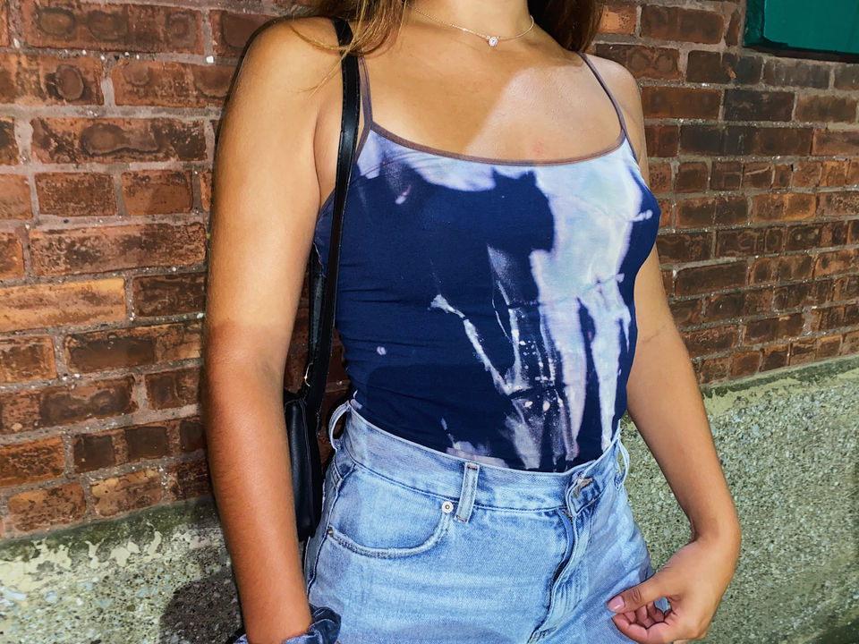 Blue Bleached Tank Top