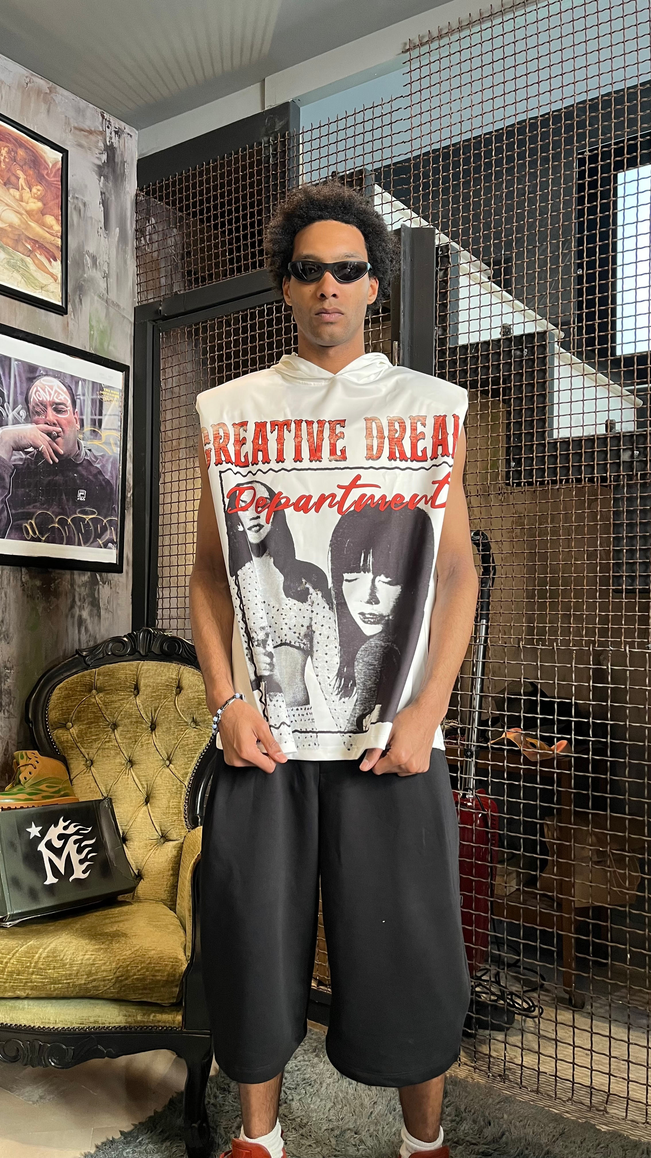 CREATIVE DEPARTMENT - Tank Top Canotta Vintage Bianca