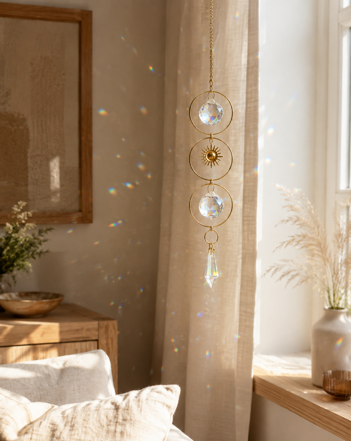 Golden Sun Crystal Charm