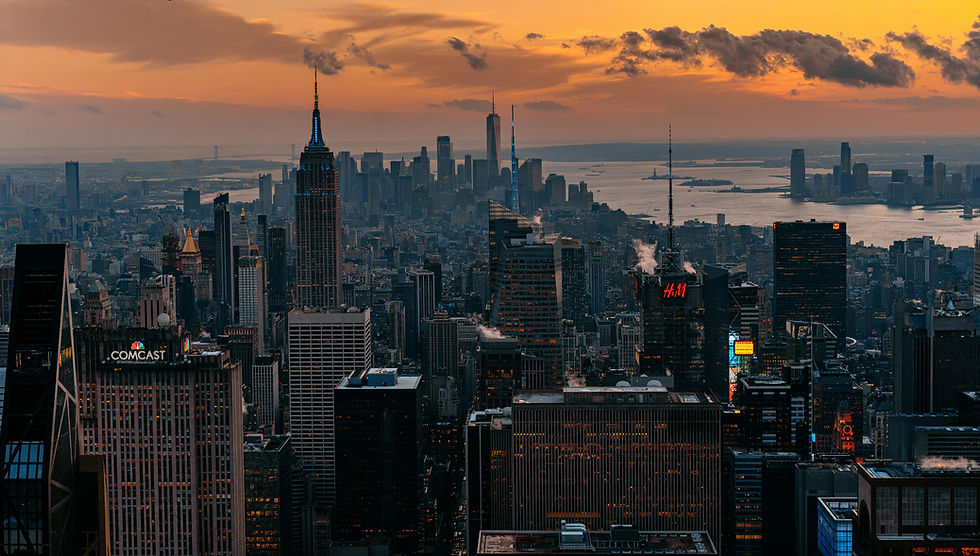 Skyline of New York City at Sunset