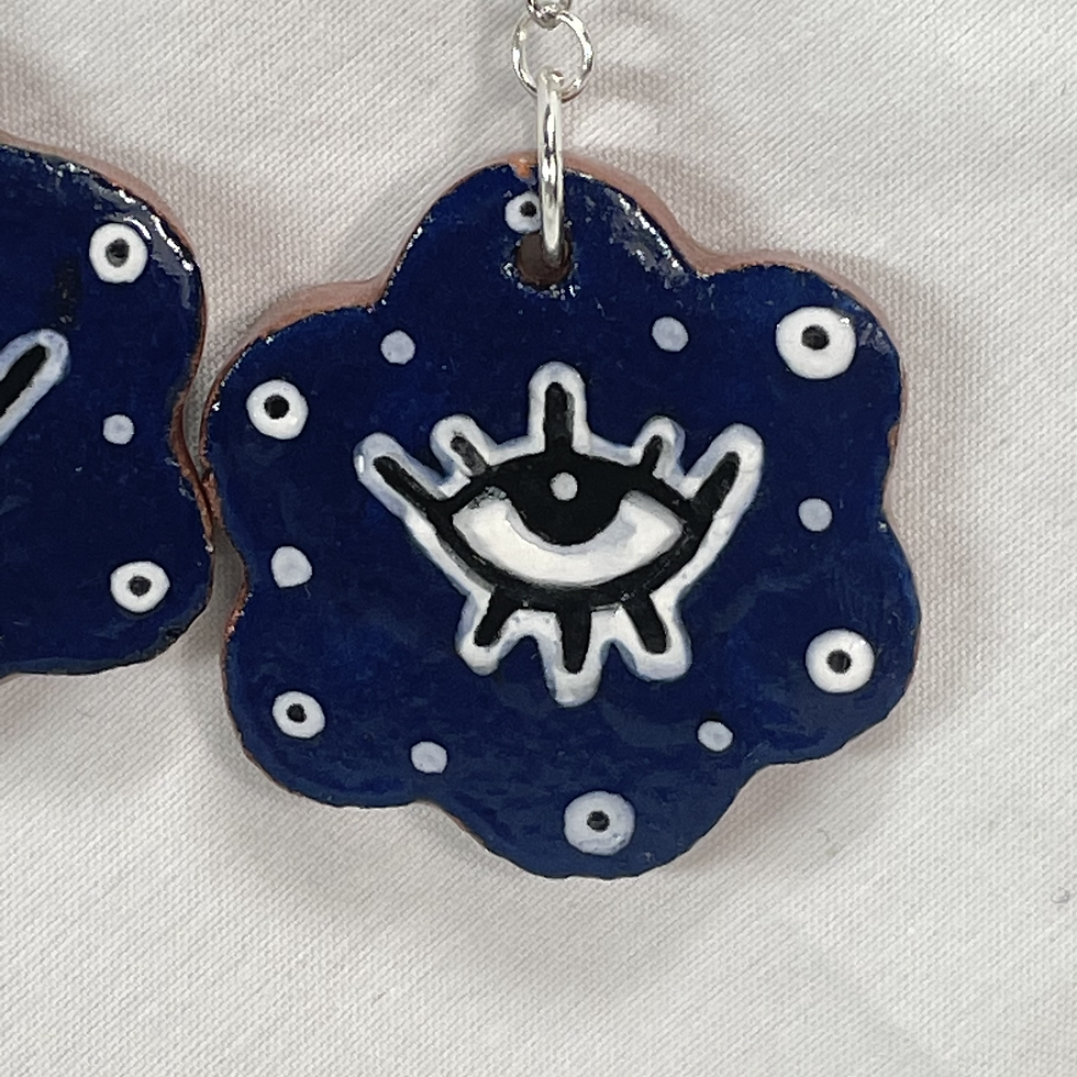 Thumbnail: Blue Eye Flower Earrings 