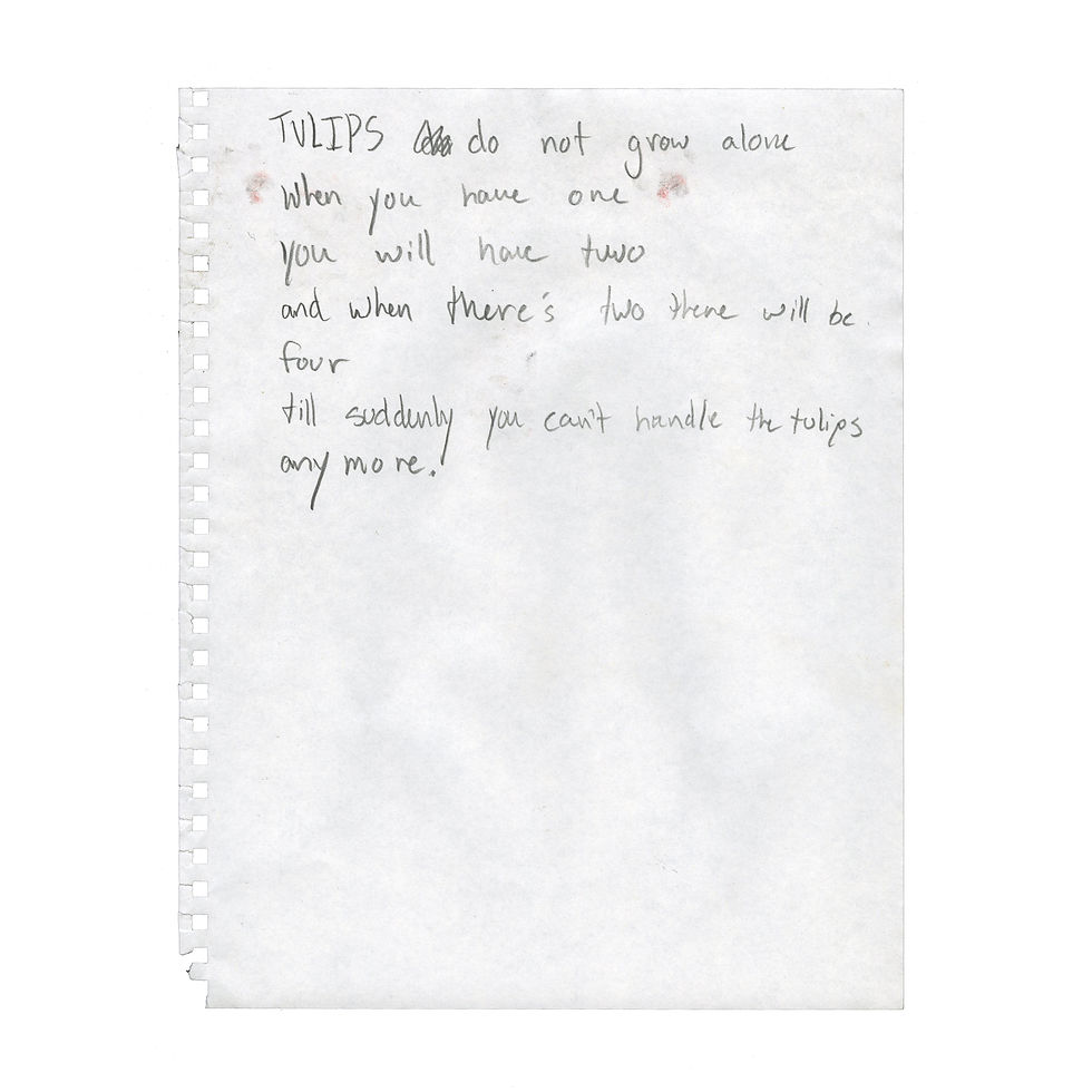 Tulips do not grow alone... unframed poem