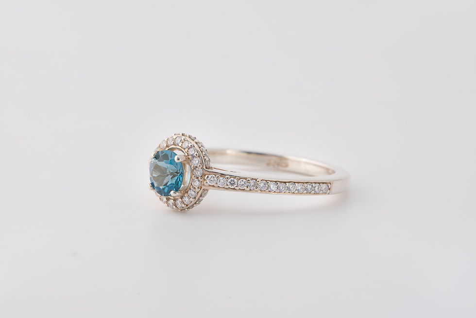 Thumbnail: Blue Topaz & Diamond Halo Ring