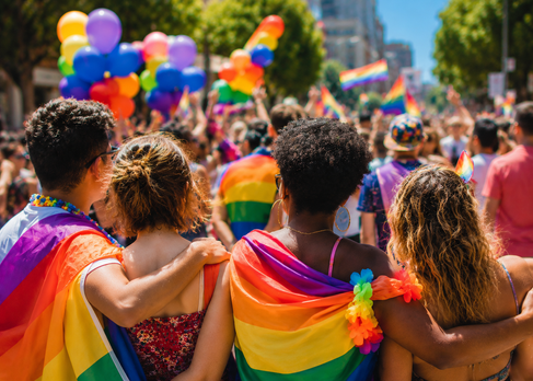 Pride celebration scene highlighting community, visibility, and acceptance