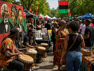 Juneteenth festival scene highlighting culture, history, and community connection.