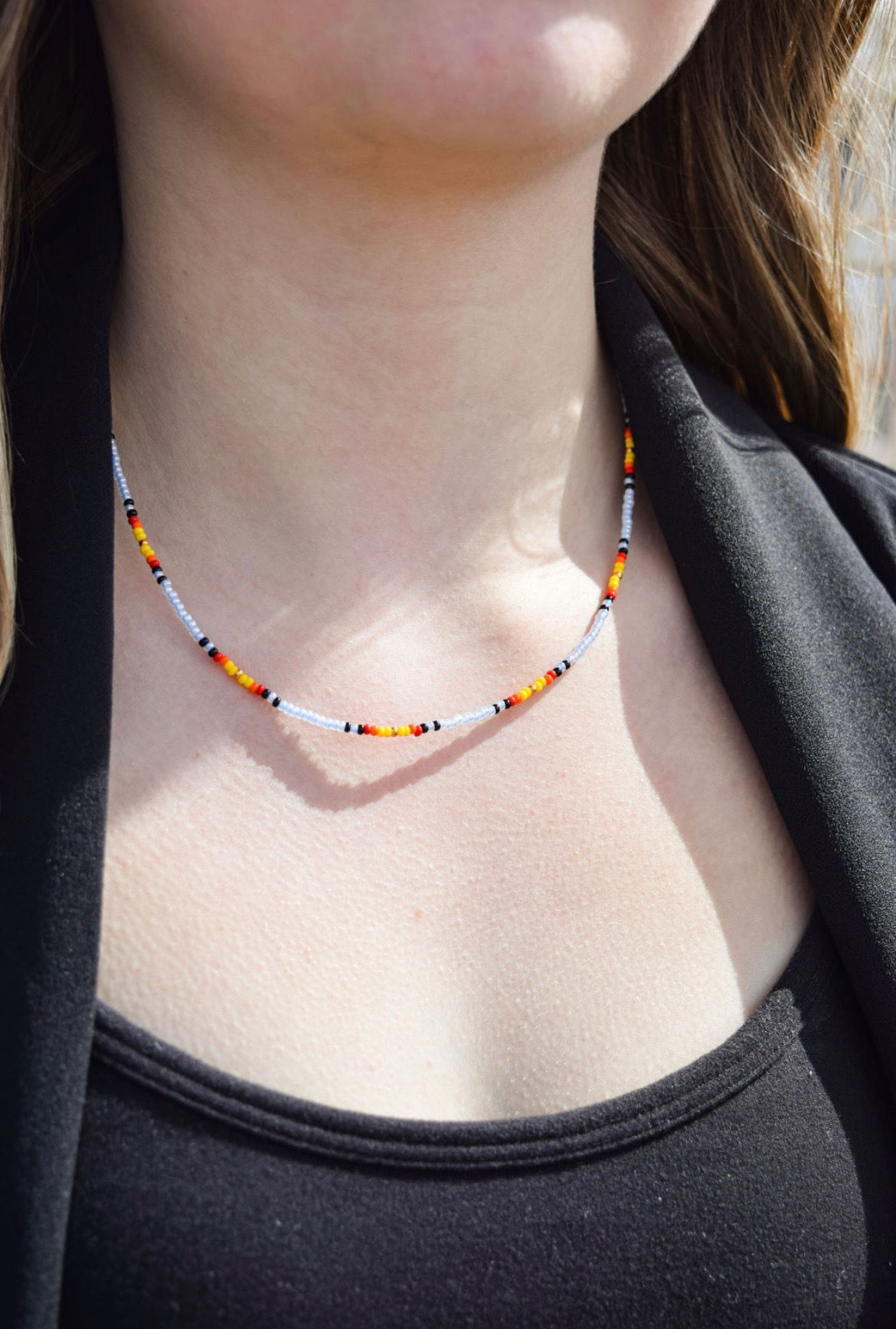 Western Beaded Choker | White