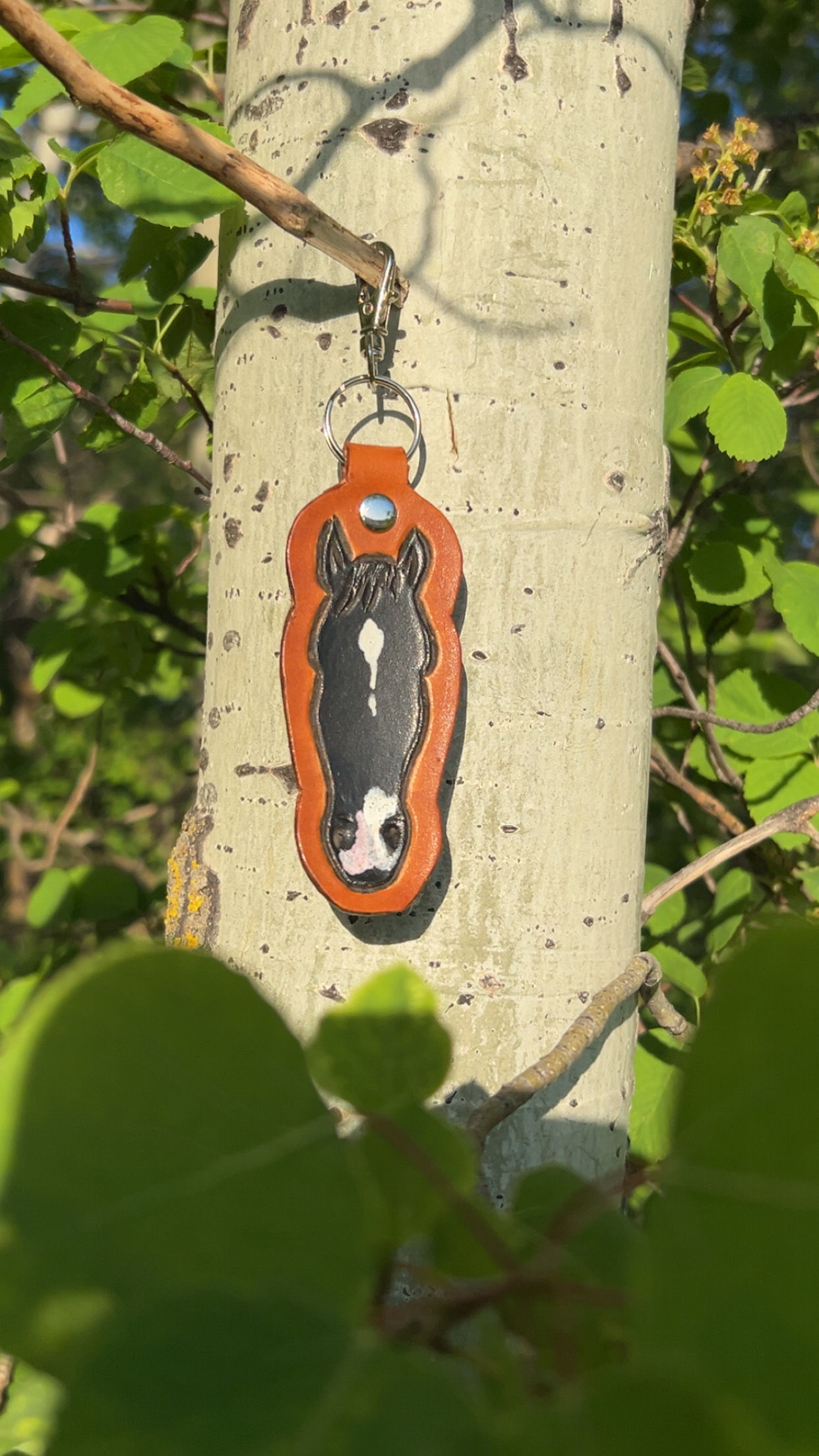 Black With White Spot Horse keychain