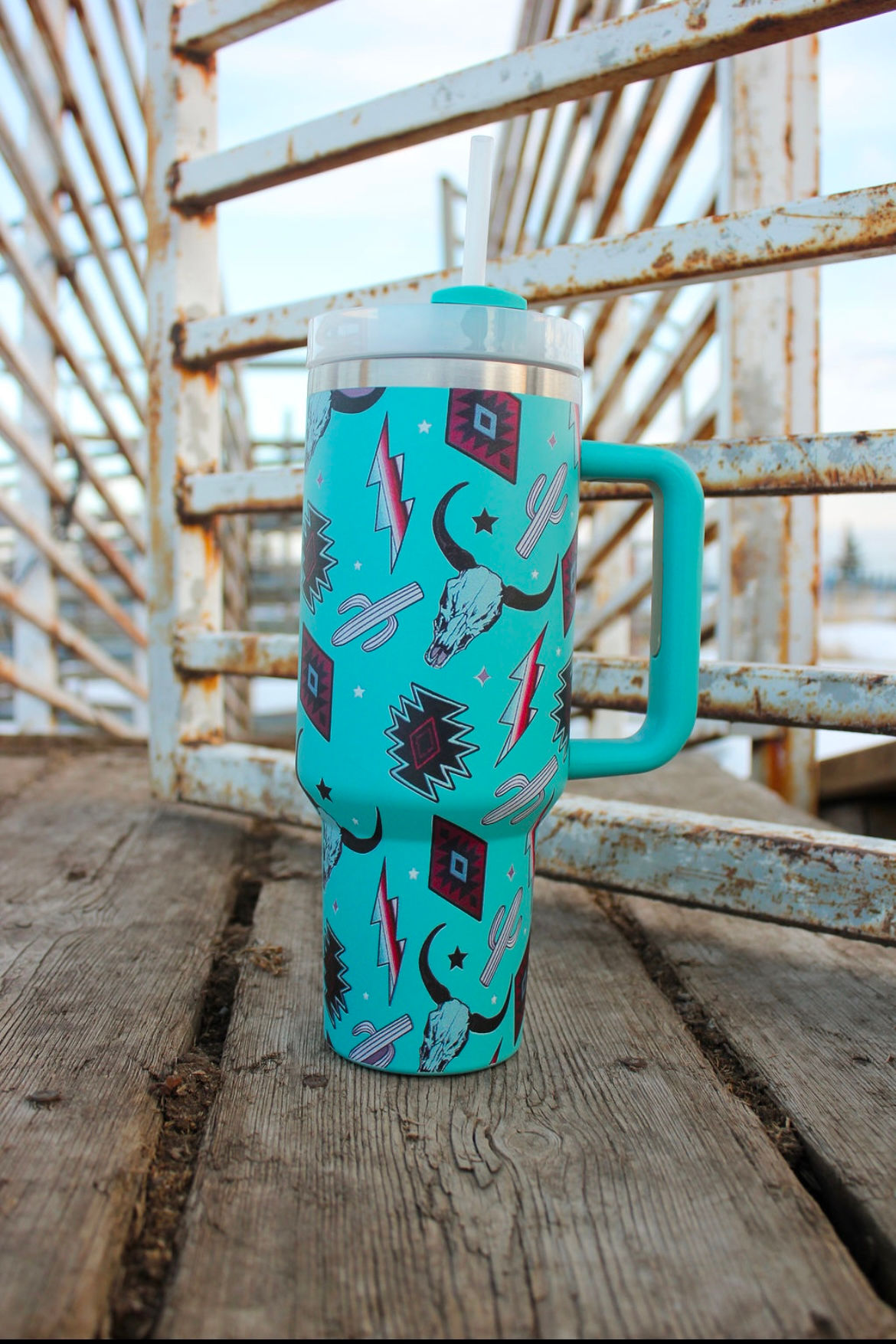 40oz | Turquoise | Western Tumbler