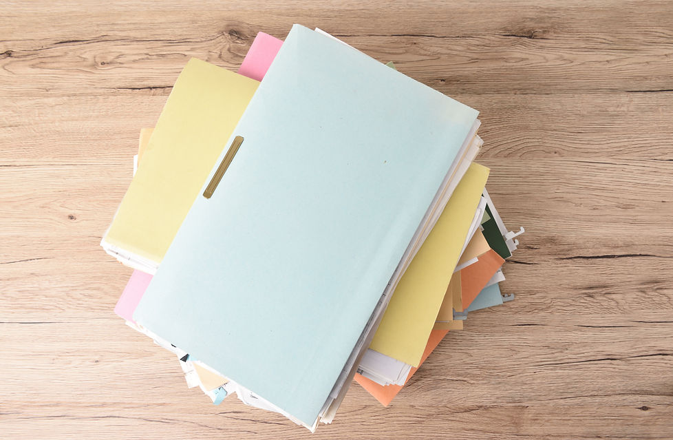File Stack top view, file folder pace on